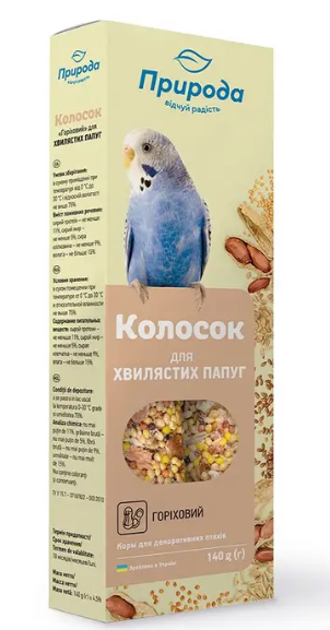 Лакомство для волнистых попугаев Природа «Колосок» 140 г / 2 шт. (орех)