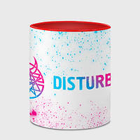 Чашка с принтом «Disturbed neon gradient style по-горизонтали» (цвет чашки на выбор)