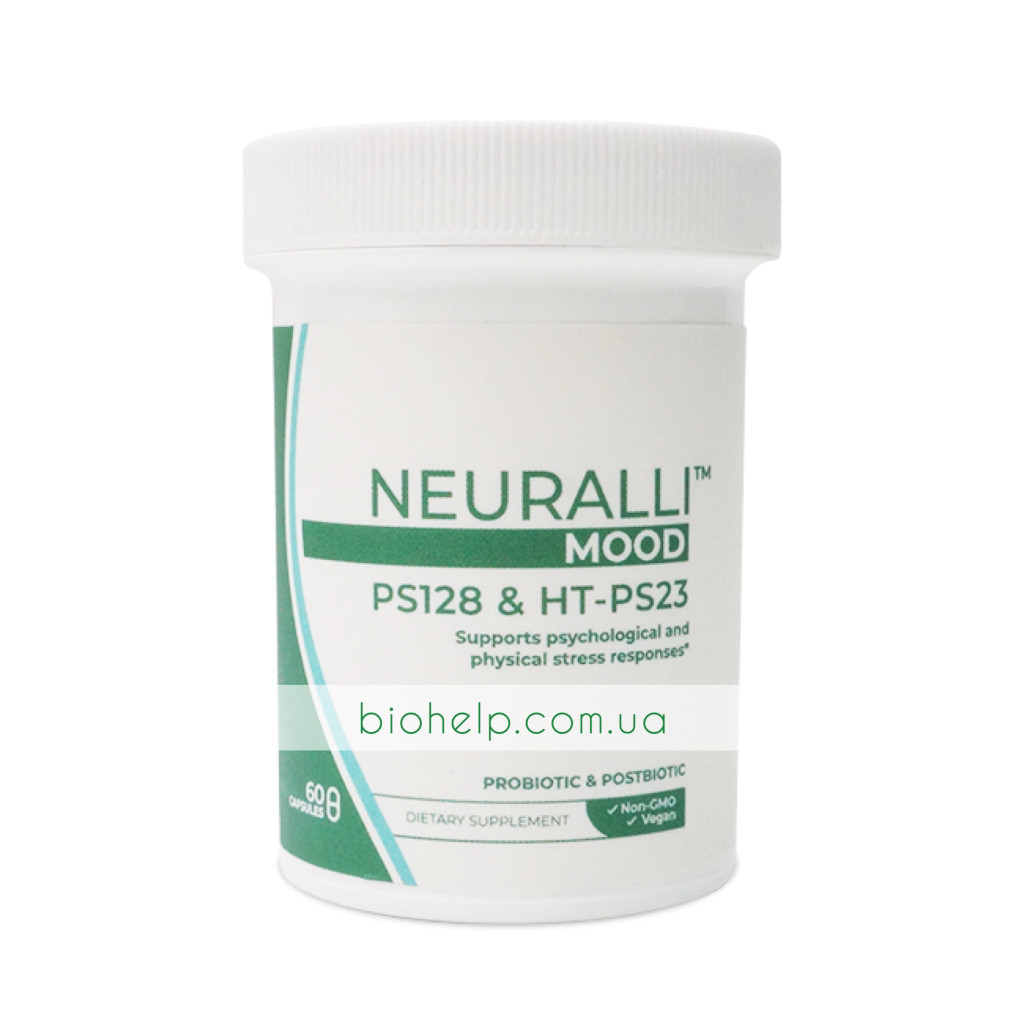 Neuralli Mood 30 млрд КУО пробіотика PS128 і 20 млрд КУО клітин постбіотика HT-PS23 — 60 капсул. BX755, фото 1