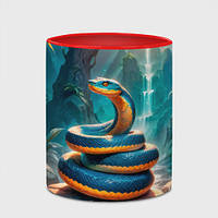 Чашка с принтом «Змея на камне в диких джунглях» (цвет чашки на выбор)