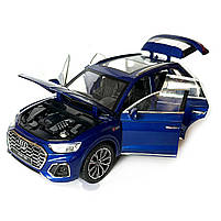 Машинка металева Audi Q5 Ауді синя 1:24 звук світло інерція відкр двері багажник капот гумові колеса 20*8,5*8см (AP-2014), фото 7