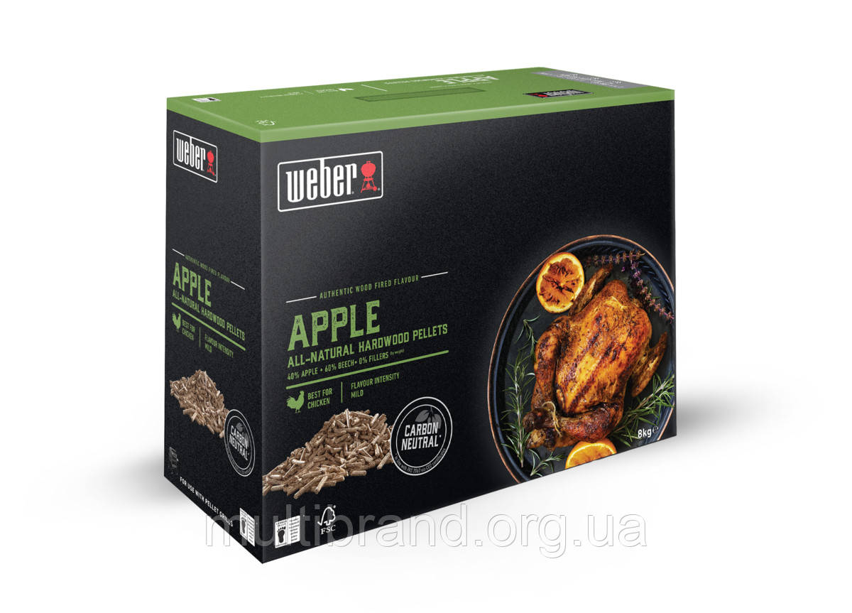 Древесные пеллеты Weber Apple (яблоко), 8 кг - фото 1 - id-p2187254946