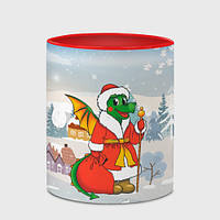 Чашка с принтом «Дракон Санта 2024» (цвет чашки на выбор)