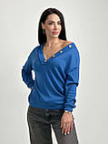 📌 Жіночий пуловер з ґудзиками, класичний, трикотаж вафелька | Стильна кофта з v-подібним вирізом | Батал, фото 5