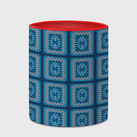 Чашка с принтом «Вязаный синий узор» (цвет чашки на выбор)