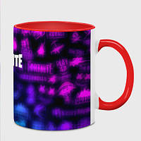 Чашка з принтом «Фортнайт неонові логотипи» (колір чашки на вибір)