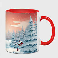 Чашка с принтом «Погружение в зимнюю атмосферу» (цвет чашки на выбор)