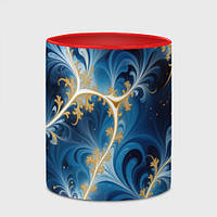 Чашка с принтом «Глубокая синева и золотые узоры» (цвет чашки на выбор)