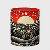 Чашка с принтом «Новогодняя сказка зимний рисунок» (цвет чашки на выбор)