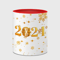 Кухоль з принтом з повним друком «Новий 2024 рік — золотий» (колір чашки на вибір)