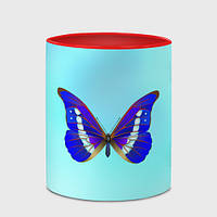 Чашка с принтом «Бабочка морфо менелая» (цвет чашки на выбор)