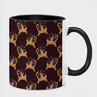 Кухоль з принтом з повним замком «Крилатий леопардовий кіт» (колір чашки на вибір)