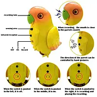 Интересный подарок ребенку интерактивная игрушка повторюшка говорящий попугай Funny Parrot желтого цвета