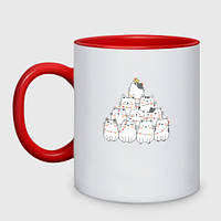 Чашка с принтом двухцветная «Милые коты ёлка на новый год » (цвет чашки на выбор)