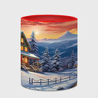 Чашка с принтом «Зимний праздник в сказочном городке» (цвет чашки на выбор)