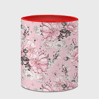 Чашка с принтом «Розы белые и розовые» (цвет чашки на выбор)