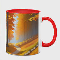 Чашка с принтом «Осенний парк с рекой» (цвет чашки на выбор)
