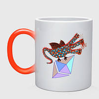 Чашка с принтом хамелеон «Дракон с монетой Эфириума» (цвет чашки на выбор)