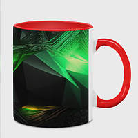 Чашка с принтом «Симметрия зеленых линий» (цвет чашки на выбор)