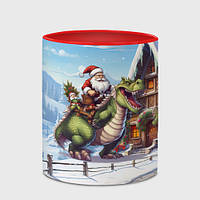Чашка с принтом «Санта на драконе 2024» (цвет чашки на выбор)