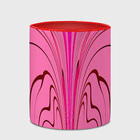Чашка с принтом «Плавные линии на розовом фоне» (цвет чашки на выбор)