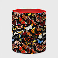 Чашка с принтом «Разноцветные тропические бабочки» (цвет чашки на выбор)