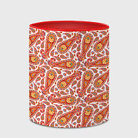 Чашка с принтом «Индейский орнамент красно желтые огурцы» (цвет чашки на выбор)