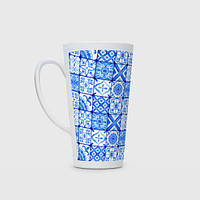 Чашка с принтом Латте «Голубая плитка из кухни»