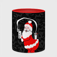 Чашка с принтом «Санта клаус с молоком - паттерн драконов» (цвет чашки на выбор)