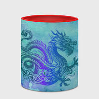 Чашка с принтом «Бирюзовый дракон узор» (цвет чашки на выбор)