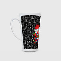 Чашка с принтом Латте «Санта Клаус с гирляндой »