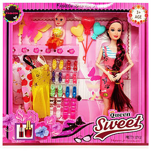 Ігровий набір Лялька з донькою "Quenn Sweet" Bambi 313K43(Red) з аксесуарами, Time Toys