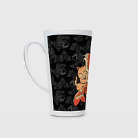 Чашка с принтом Латте «Японский кот рыбак»