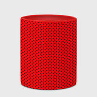 Чашка с принтом «Красный в чёрный маленький горошек» (цвет чашки на выбор)