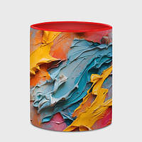 Чашка с принтом «Абстрактная живопись акрилом» (цвет чашки на выбор)