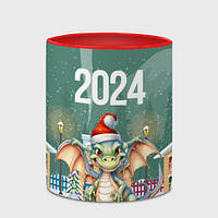 Чашка с принтом «Новогодний зеленый дракон 2024 год» (цвет чашки на выбор)
