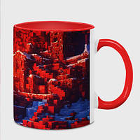 Чашка с принтом «Город в стиле майнкрафт» (цвет чашки на выбор)
