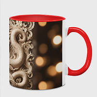 Чашка с принтом «Декоративный барельеф дракона» (цвет чашки на выбор)