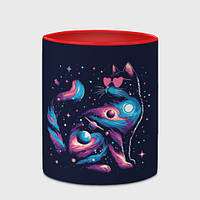 Чашка с принтом «Космический кот в розовых очках» (цвет чашки на выбор)