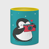 Чашка с принтом «Пингвин с фотоаппаратом» (цвет чашки на выбор)