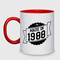 Чашка с принтом двухцветная «Made in 1988» (цвет чашки на выбор)