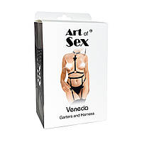 Портупея з чокером та пояс для панчіх Venecia Art of Sex XS/XXL