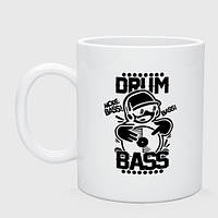 Чашка с принтом керамическая «Drum n bass пластинка»
