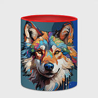 Чашка с принтом «Очень красивый волк» (цвет чашки на выбор)