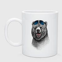 Чашка з принтом керамічний «Ведмідь в окулярах»
