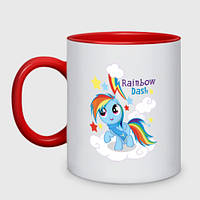 Чашка с принтом двухцветная «Rainbow Dash» (цвет чашки на выбор)