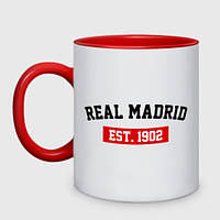Чашка с принтом двухцветная «FC Real Madrid Est. 1902» (цвет чашки на выбор)