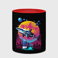 Кухоль з принтом з повним замком «Ретро акула» (колір чашки на вибір)