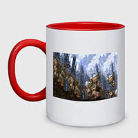 Чашка с принтом двухцветная «Древний город» (цвет чашки на выбор)