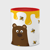 Чашка с принтом «Медведь в мёде» (цвет чашки на выбор)